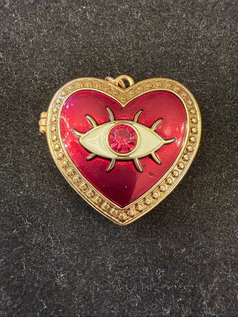Betsey Johnson Gold-Tone Red Heart Locket Pendant with Eye Accent